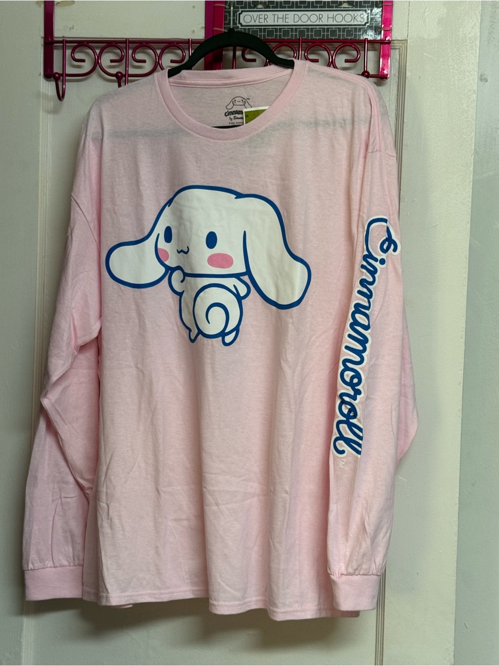 Sanrio Cinnamoroll Light Pink Long Sleeve Tee with Blue Graphic